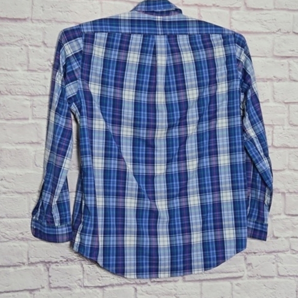 Vineyard Vines Blue Plaid Long Sleeve Whale Shirt 100% Cotton Size Medium - Picture 3 of 3